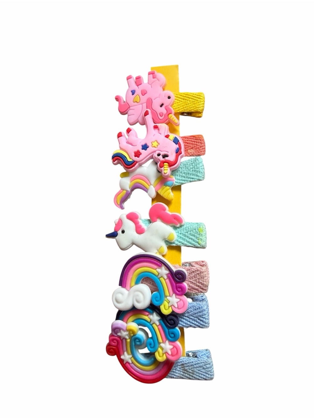 6/$20 ⭐️ Pink Unicorn & Rainbow Kids Hair Clips - Set of 6